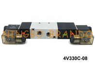 1/4 &quot;NPT 4V330C-08 AirTAC Jenis Pneumatic Solenoid Valve 5/3 Way Tutup Pusat AC220V DC24V