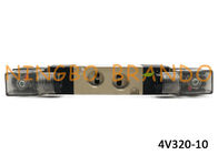 4V320-10 5/2 Cara 3/8 &quot;Ganda Coil Listrik Solenoid Valve Secara Internal Dipandu AC220V DC24V DC12V