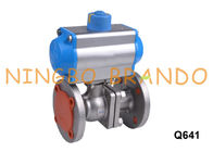 DN25 1 ''Flanged Pneumatic Actuated Ball Valve Stainless Steel 304