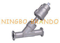 DN15 PN16 Tri Clamp Pneumatic Angle Seat Valve Kepala Stainless Steel