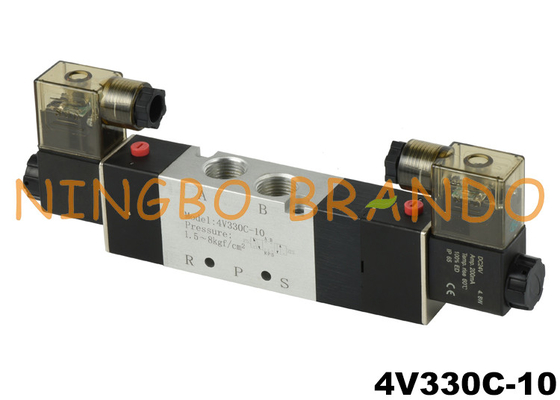 4V320-10 Katup Kontrol Udara Pneumatik Solenoid Ganda DC24V DC24V