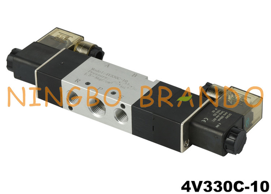 4V320-10 Katup Kontrol Udara Pneumatik Solenoid Ganda DC24V DC24V