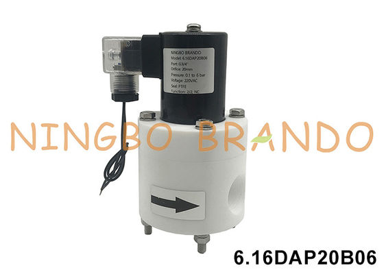 3/4 'PTFE Anti Korosi Solenoid Valve asam alkali tahan kimia 24V 110V 220V