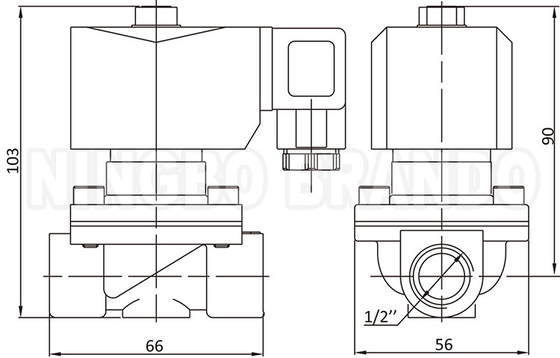 2W160-15 1/2'' 2 Way NC Brass Solenoid Valve dengan IP65 Coil 24V 220V