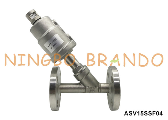 DN15 PN16 Flanged Port Pneumatic Angle Seat Valve Double Acting Normal tertutup