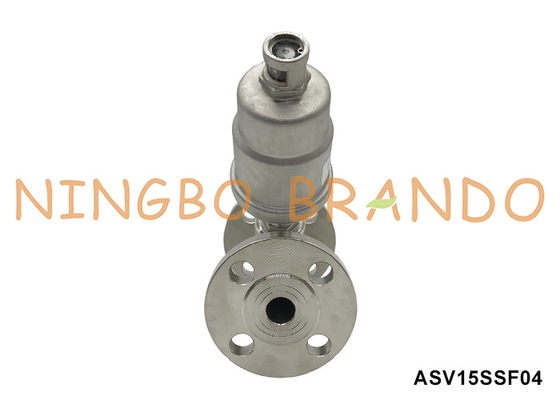 DN15 PN16 Flanged Port Pneumatic Angle Seat Valve Double Acting Normal tertutup