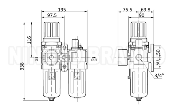 AC5010-06 AC5010-10 SMC Tipe Pneumatic Air Filter Combination F.R.L Unit