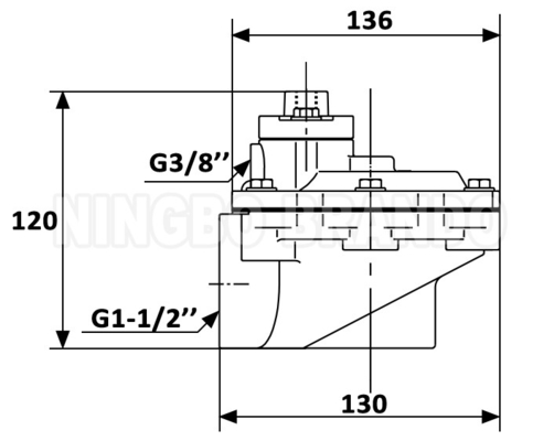 G353A046 Sudut kanan 1-1/2'' katup pilot jarak jauh untuk pengumpul debu