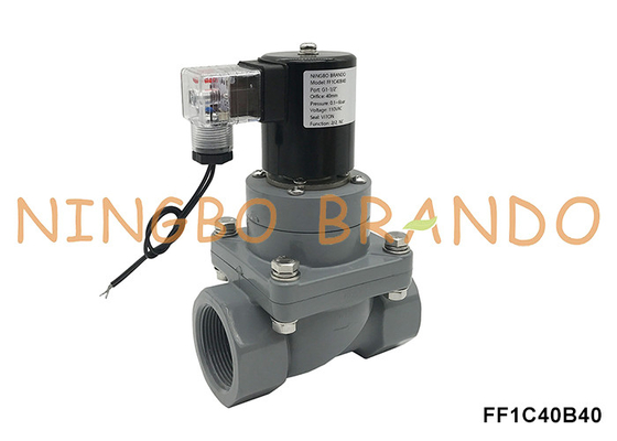 1-1/2' DN40 Anti Korosi CPVC Solenoid Valve Untuk Asam Kimia 220V 24V
