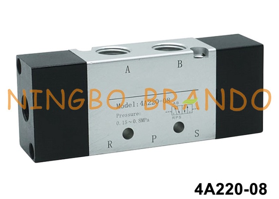 4A220-08 Klep Kontrol Udara Pneumatik Pengendalian Ganda 5 Way 2 Posisi