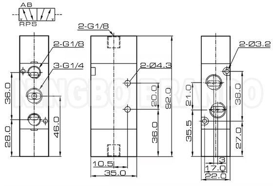 4A220-08 Klep Kontrol Udara Pneumatik Pengendalian Ganda 5 Way 2 Posisi