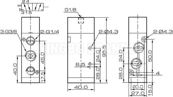 Katup Udara Pneumatik Pilot 5/2 Arah Tipe Airtac 4A310-10 Dengan Badan Paduan Aluminium