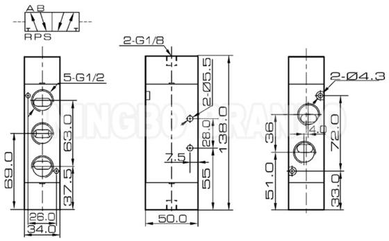 4A420-15 1/2' Pneumatic Air Pilot Valve Dengan Aluminium Alloy Body