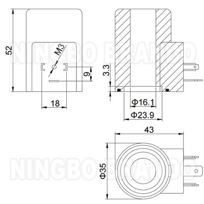 16mm Lubang 52mm Tinggi Hidrolik Solenoid Valve Coil 33W 12V 24V