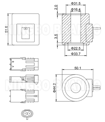 Kumparan Solenoid Hidrolik HydraForce Tipe 6359412 Untuk Excavator 12VDC 24VDC