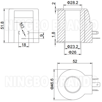 Kumparan Katup Solenoid Hidrolik Tipe Yuken DSG-03 DC12V DC24V 28W 38W