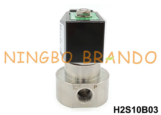 Katup Solenoid Baja Tahan Karat Tekanan Tinggi 3/8'' 100 Bar 220VAC 70 Bar 24VDC
