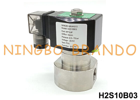 Katup Solenoid Baja Tahan Karat Tekanan Tinggi 3/8'' 100 Bar 220VAC 70 Bar 24VDC