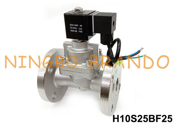 Katup Solenoid Tekanan Tinggi Baja Tahan Karat Flange 1'' 100 bar 24V 220V