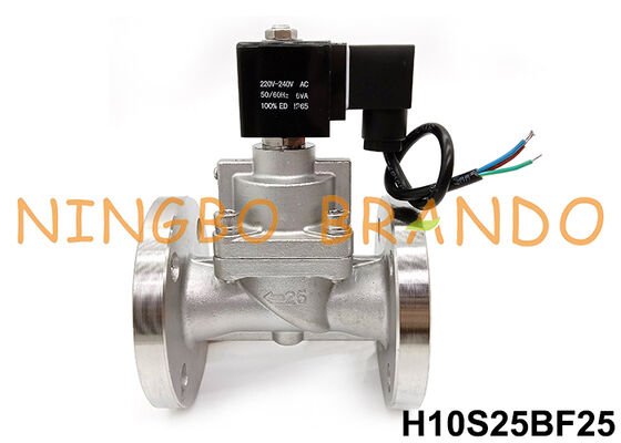 Katup Solenoid Tekanan Tinggi Baja Tahan Karat Flange 1'' 100 bar 24V 220V