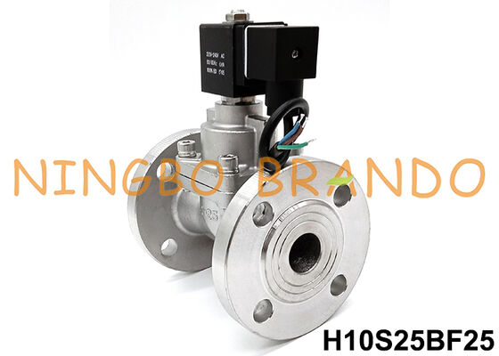 Katup Solenoid Tekanan Tinggi Baja Tahan Karat Flange 1'' 100 bar 24V 220V