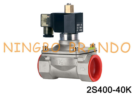 Katup Solenoid Baja Tahan Karat 1-1/2'' N/O 24V 110V 220V