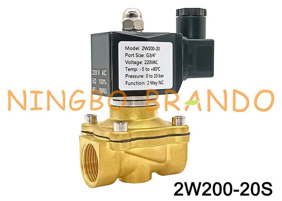 3/4 ''2W200-20 Katup Solenoid Kuningan Biasanya Tertutup 24V 110V 220V