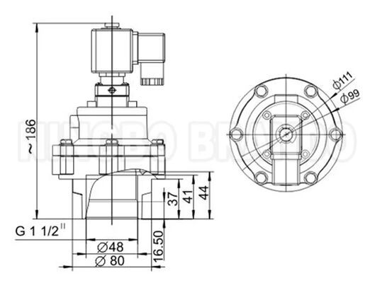 HUANENG MD340S Pencelupan penuh 1-1/2 '' Pulse Valve 24V 110V 220V