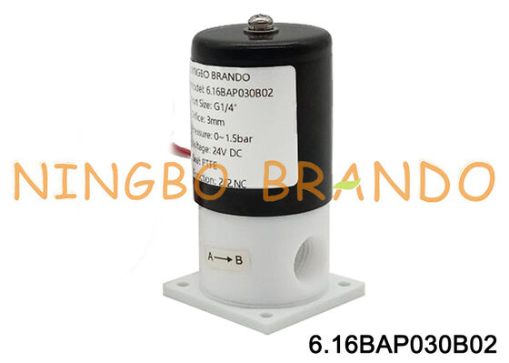 Katup Solenoid PTFE 1/4'' Untuk Isolasi Ketahanan Korosi Asam Alkali