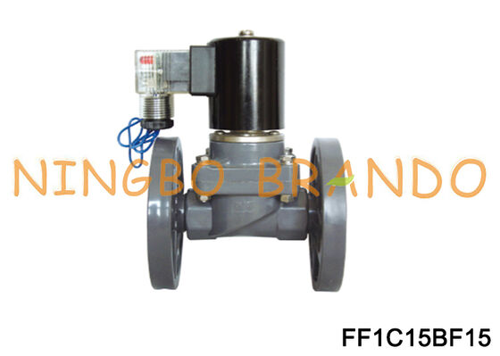DN15 CPVC Tahan Asam Anti Korosif Solenoid Valve Flange Tipe 220V