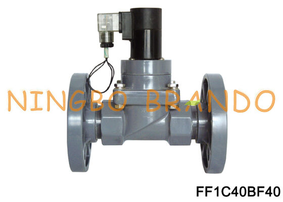 DN40 1-1/2'' Katup Diafragma Flange CPVC Untuk Bahan Kimia Asam Alkali 220V 110V 24V