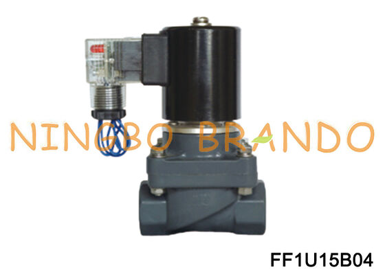 DN15 1/2 ''UPVC Anti Korosi Katup Solenoid Biasanya Tertutup 220V 110V 24V