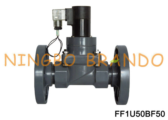 Katup Solenoid Anti Korosif UPVC 2 '' Tipe Flange Biasanya Tertutup 220V 110V 24V