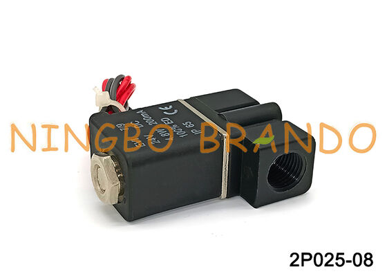 2P025-08 Katup Solenoid Kerja Langsung Pneumatik Plastik untuk Air Udara DC24V