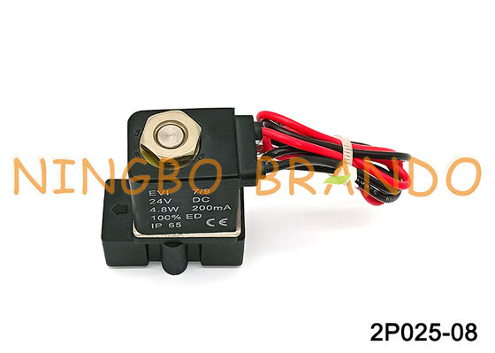 2P025-08 Katup Solenoid Kerja Langsung Pneumatik Plastik untuk Air Udara DC24V