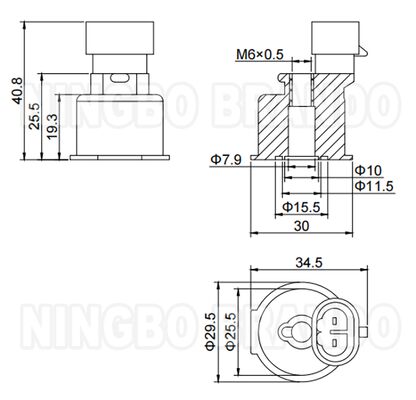 7.8mm Lubang Solenoid Valve Coil untuk Rel Injektor LPG CNG IG6 IG7
