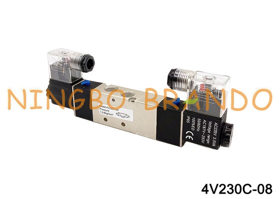 Katup Udara Solenoid Pneumatik 4V230C-08 12V/24V/110V/220V 5 Arah 3 Posisi