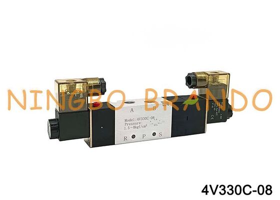 Katup Udara Katup Solenoid Tipe AIRTAC 4V330C-08 DC 12V 24V AC 110V 220V