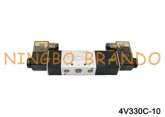 AirTac Tipe 4V330C-10 Katup Udara Solenoid Ganda 5/3 Arah 3/8''