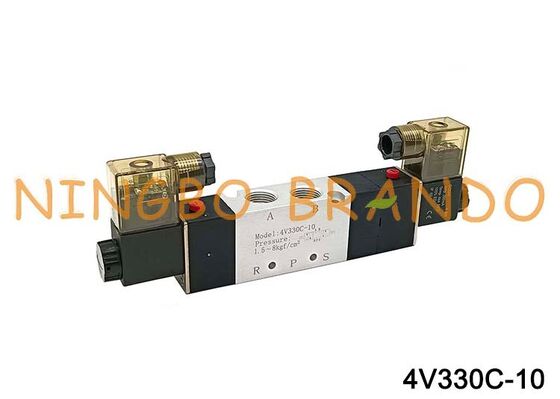 AirTac Tipe 4V330C-10 Katup Udara Solenoid Ganda 5/3 Arah 3/8''