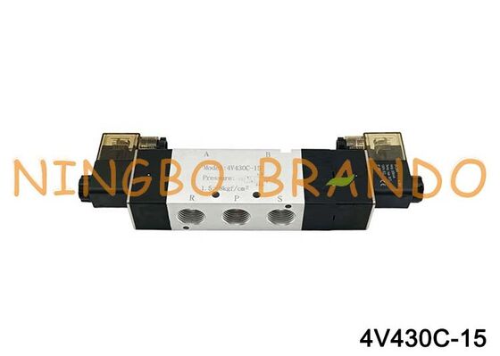 Katup Udara Solenoid Tipe Airtac Tipe 4V430C-15 5/3 arah Seri 4V400