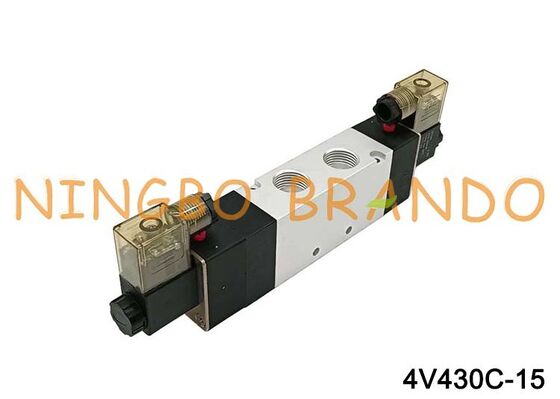 Katup Udara Solenoid Tipe Airtac Tipe 4V430C-15 5/3 arah Seri 4V400