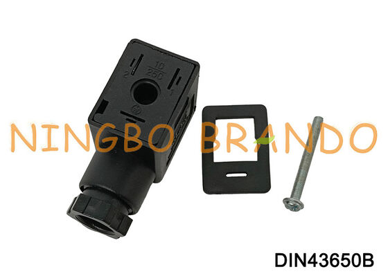 Konektor Kumparan Katup Solenoid DIN43650 B MPM Hitam DIN 43650 Tipe B