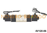 AirTAC Type 5/2 Way 1/8 `` Double Coil Pneumatic Solenoid Valve 24VDC 220VAC 4V120-06 Dengan Kabel Terbang