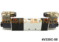 1/4 `` 5 Arah 3 Posisi 4V330C-08 Katup Solenoid Pneumatik Untuk Aktuator Pneumatik DC24V AC220V AC110V