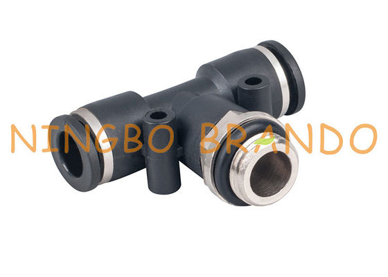 1/4 `` 8mm Dorong Untuk Menghubungkan Fitting Selang Pneumatik Tee Cabang Pria