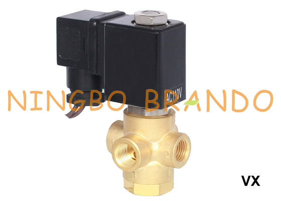 1/8 '' 1/4 '' 3 Way Brass Solenoid Valve Biasanya Terbuka 12V 24V 110V 220V
