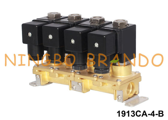 1/8 '' 1/4 '' Beberapa 4 Kelompok Kombinasi Katup Solenoid Kuningan 24V 220V