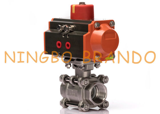 Pneumatic Actuator Three Piece Ball Valve 1 Inch Stainless Steel