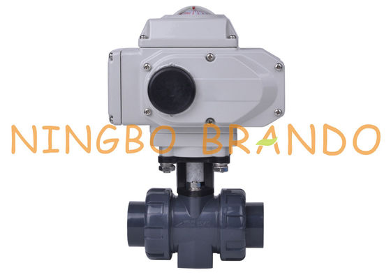 Plastik PVC Electric Actuator Double Union Ball Valve UPVC CPVC